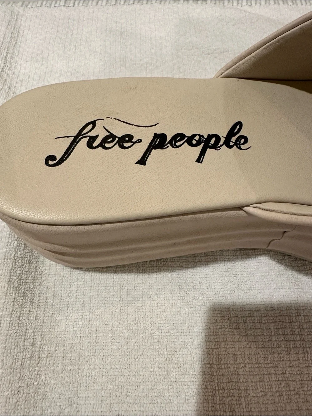 Free People Beige Platform Slide Sandals